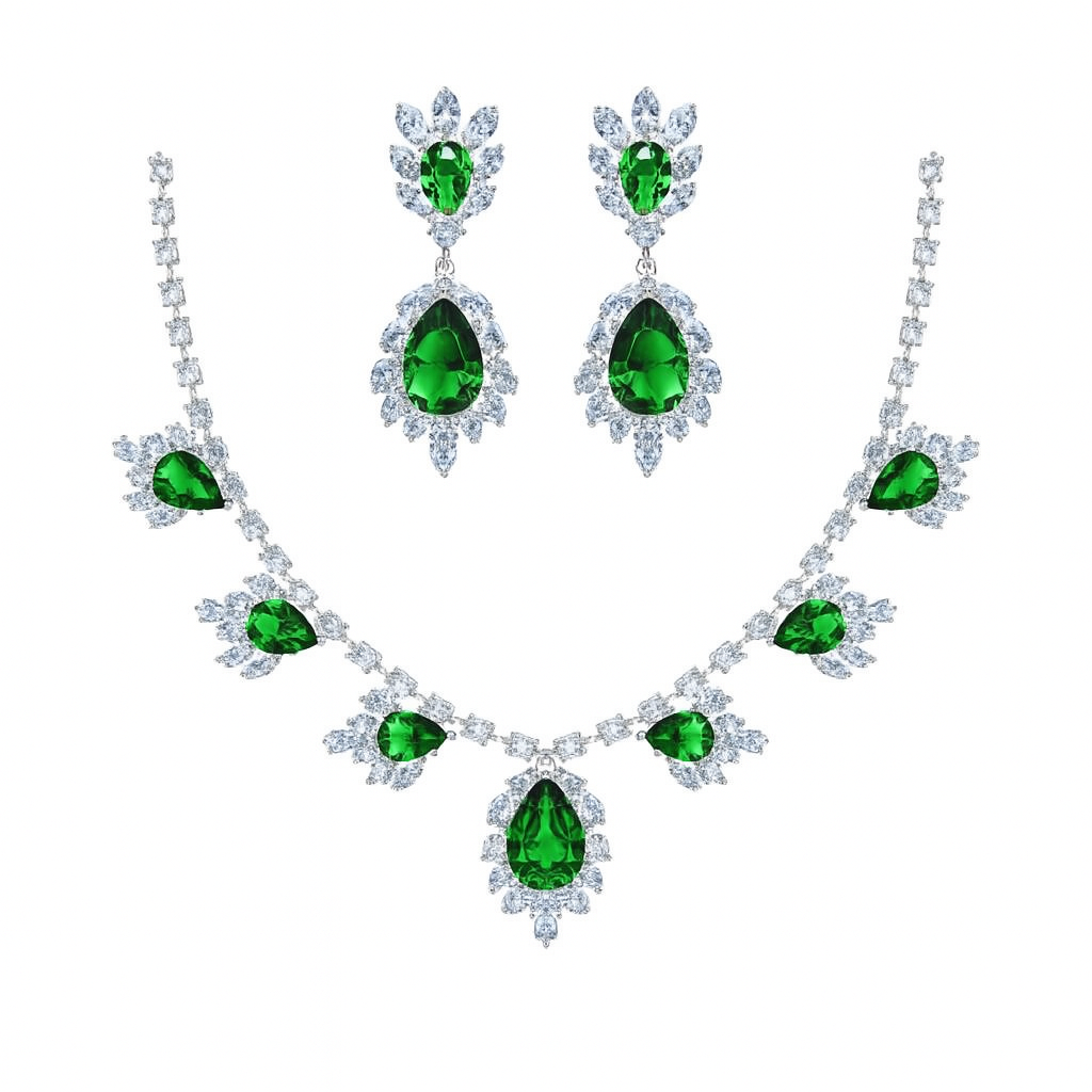 Emerald Blossom – Regal Crystal Jewelry Set